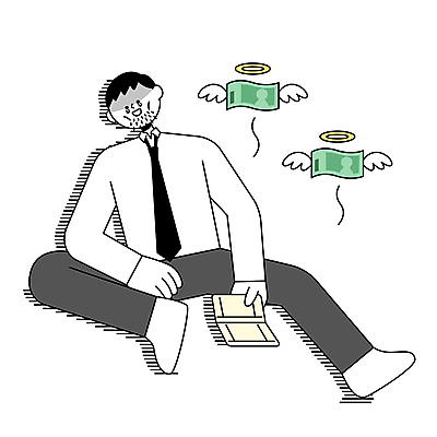 전신 남자 돈 일러스트 수염 한명 앉기 성인 슬픔 잡기 비즈니스맨 좌절 가난 눈물 통장 천사날개 성인남자한명만 텅장 주저앉기 국내일러스트 천사링 AI파일 1 감정 컨셉 날개 비즈니스 모션 천사 사람 금융 직장인 재산 합성어 남자한명만 성인남자만 파일형식 벡터