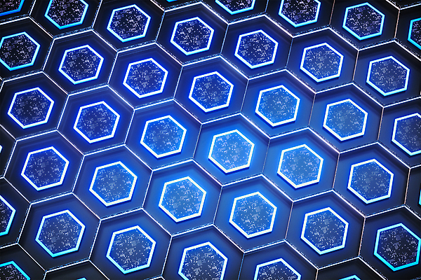 PSD 편집이미지 백그라운드 사람없음 파란색 반짝임 3D 디지털 사이버 디지털합성 전자 육각형 AI_인공지능 이미지편집 편집3D 도형 컬러 모션 파일형식