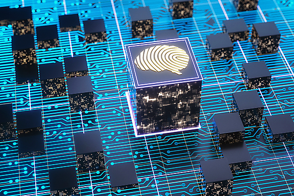 PSD 편집이미지 백그라운드 사람없음 파란색 반짝임 3D 디지털 사이버 큐브 디지털합성 뇌 정사각형 전자 AI_인공지능 이미지편집 편집3D 도형 컬러 모션 파일형식