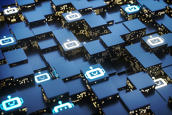 PSD 편집이미지 백그라운드 사람없음 파란색 반짝임 3D 디지털 사이버 로봇 디지털합성 전자 AI_인공지능 이미지편집 편집3D 컬러 모션 파일형식