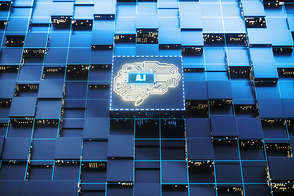 PSD 편집이미지 백그라운드 사람없음 파란색 반짝임 3D 디지털 사각형 사이버 디지털합성 뇌 전자 AI_인공지능 이미지편집 편집3D 도형 컬러 모션 파일형식
