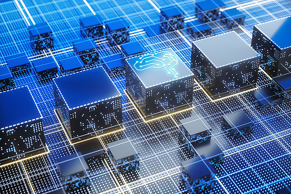 PSD 편집이미지 백그라운드 사람없음 파란색 반짝임 3D 디지털 사이버 큐브 디지털합성 뇌 정사각형 전자 AI_인공지능 이미지편집 편집3D 도형 컬러 모션 파일형식