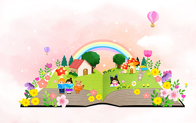 전신 PSD 나무 여자 남자 꽃 어린이 엎드리기 무지개 일러스트 주택 들기 소녀 소년 책 세명 독서 버섯 열기구 토끼 읽기 토끼캐릭터 여우캐릭터 어린이만 국내일러스트 자연요소 식물 동물캐릭터 포유류 항공교통 모션 사람 건물 반려동물 여우 파일형식