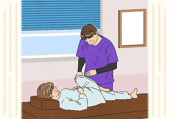 전신 남자 액자 일러스트 창문 상반신 성인 두명 치료 눕기 환자 잡기 커튼 누름 정형외과 치료사 성인남자만 도수치료 국내일러스트 AI파일 직업 의학 모션 병원 사람 남자만 성인만 파일형식 벡터