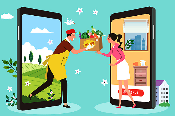 전신 구름 여자 남자 꽃 일러스트 창문 조류 나뭇잎 주택 들기 성인 두명 스마트폰 상자 농경지 신선 농부 주기 서랍장 주문 모바일쇼핑 민트색 직거래 성인만 산지직송 국내일러스트 AI파일 자연요소 식물 동물 직업 컬러 가구 잎 모션 사람 건물 핸드폰 스마트기기 농장 거래 배송 온라인쇼핑 파일형식 벡터 직송