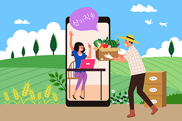 전신 나무 구름 여자 남자 중년 말풍선 잎 의자 일러스트 조류 하늘 들기 앉기 성인 두명 노트북 스마트폰 상자 농경지 손들기 신선 농부 주기 따봉 모바일쇼핑 벼이삭 직거래 산지직송 국내일러스트 AI파일 자연요소 식물 동물 직업 가구 모션 사람 전자제품 핸드폰 스마트기기 농장 거래 최고 배송 이삭 온라인쇼핑 파일형식 벡터 직송