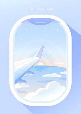 구름 별 바다 여행 하늘색 백그라운드 일러스트 창문 하늘 휴가 풍경 사람없음 여름휴가 태양 일출 새벽 비행 항공 비행기날개 비행기내부 국내일러스트 AI파일 자연요소 비행기 내부 파란색 노을 파일형식 벡터 여름_계절
