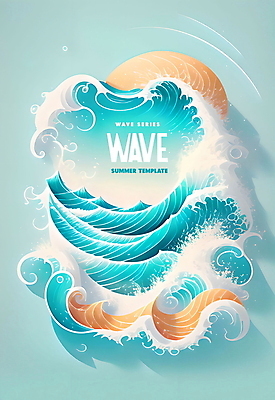 PSD 템플릿 포스터 물결 파도 하늘색 프레임 사람없음 여름 웨이브 포스터템플릿 이미지템플릿 계절 바다 파란색 파일형식