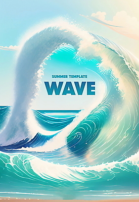 PSD 구름 템플릿 포스터 물결 파도 하늘색 프레임 사람없음 여름 웨이브 포스터템플릿 이미지템플릿 자연요소 계절 바다 파란색 파일형식