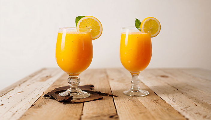 JPG 스튜디오촬영 편집이미지 잔 사람없음 노란색 레몬 나무탁자 냉음료 망고주스 편집실사 AI포토 AI콘텐츠 식기 음료 컬러 과일 탁자 실내 과일주스 CG 파일형식