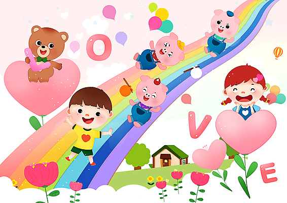전신 PSD 구름 알파벳 여자 남자 꽃 어린이 분홍색 무지개 일러스트 팔벌리기 주택 사랑 소녀 소년 상반신 두명 하트 돼지 미끄럼틀 곰캐릭터 돼지캐릭터 풍선 꽃받침 하트꽃 국내일러스트 자연요소 모양 식물 영어 감정 컬러 동물캐릭터 곰 포유류 모션 사람 손짓 건물 놀이기구 파일형식