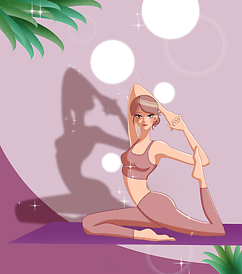 전신 PSD 우먼라이프 여자 잎 일러스트 요가 그림자 한명 성인 반짝임 운동복 운동 보라색 요가자세 매트 올림머리 성인여자한명만 비둘기자세 국내일러스트 식물 1 라이프스타일 헤어스타일 웰빙 옷 컬러 포즈 모션 건강 사람 여자한명만 성인여자만 파일형식