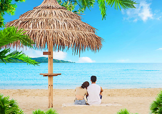 전신 PSD 편집이미지 커플 여자 남자 여유 바다 잎 하늘 휴식 앉기 20대 성인 해변 두명 여름 여름휴가 모래사장 맑음 기댐 한국인 파라솔 돗자리 성인만 이미지편집 식물 계절 감정 컨셉 관계 모션 날씨 휴가 사람 동양인 청년 파일형식 여름_계절