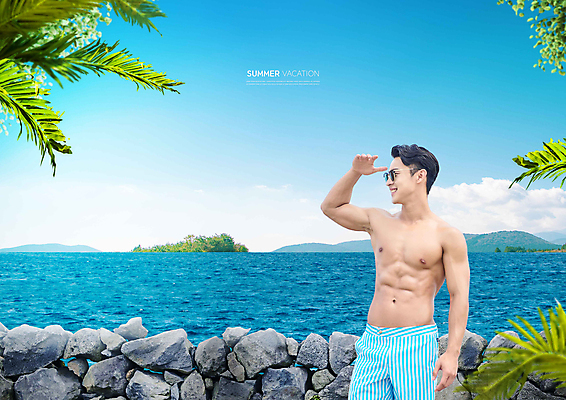 PSD 편집이미지 남자 수영복 바다 잎 하늘 돌담 한명 미소 상반신 20대 성인 여름 여름휴가 선글라스 야자수 손들기 맑음 한국인 멀리보기 성인남자한명만 이미지편집 나무 식물 1 옷 계절 안경 모션 날씨 휴가 표정 사람 동양인 청년 담장 돌_바위 남자한명만 성인남자만 파일형식 여름_계절