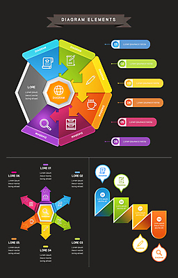 도형 화살표 일러스트 비즈니스 그래프 사람없음 컬러풀 인포그래픽 입체 심플 단계 지그재그 타임라인 팔각형 국내일러스트 AI파일 컬러 파일형식 벡터