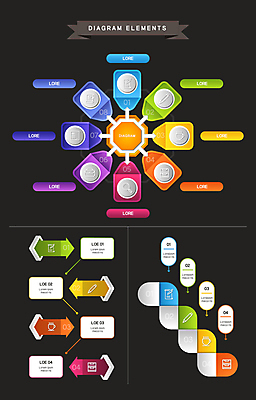 화살표 일러스트 비즈니스 그래프 사람없음 컬러풀 인포그래픽 원형 연결 심플 단계 순서 지그재그 타임라인 국내일러스트 AI파일 도형 컬러 파일형식 벡터