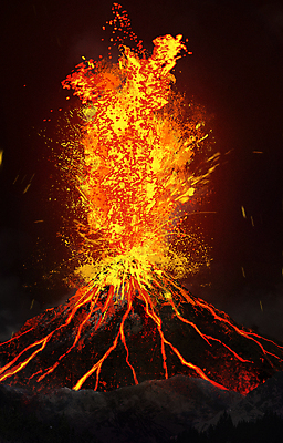 PSD 일러스트 불꽃 사람없음 빨간색 위험 자연재해 화산 용암 화산폭발 활화산 국내일러스트 컬러 컨셉 불 산 폭발 재해 파일형식