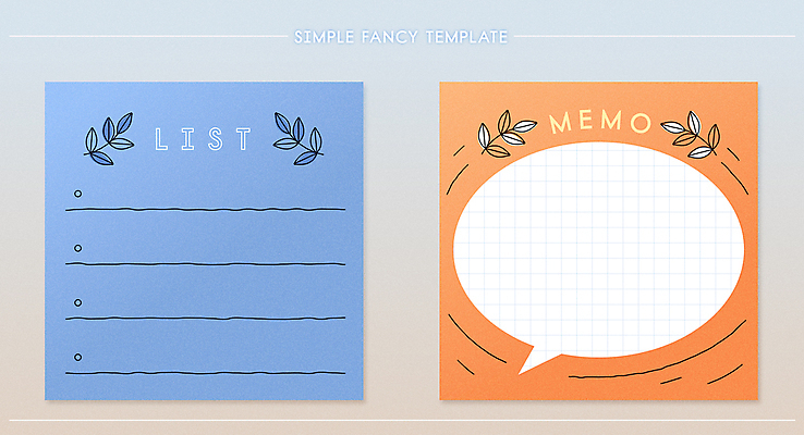 템플릿 디자인 말풍선 잎 나뭇잎 사람없음 파란색 세트 다이어리 주황색 메모지 심플 팬시 리스트 메모노트 모눈 카피스페이스 미니멀 다꾸 이미지템플릿 AI파일 식물 컬러 사무용품 공백 신조어 약어 파일형식 벡터