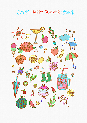 PSD 구름 음료 잎 일러스트 우산 해바라기 아이스크림 수박 바나나 키위 장화 사람없음 여름 태양 얼음 칵테일 비 체리 빗방울 레몬 카네이션 블루베리 복숭아 빙수 엘리먼트 국내일러스트 자연요소 식물 계절 꽃 신발 과일 날씨 디저트 주류 비_날씨 파일형식