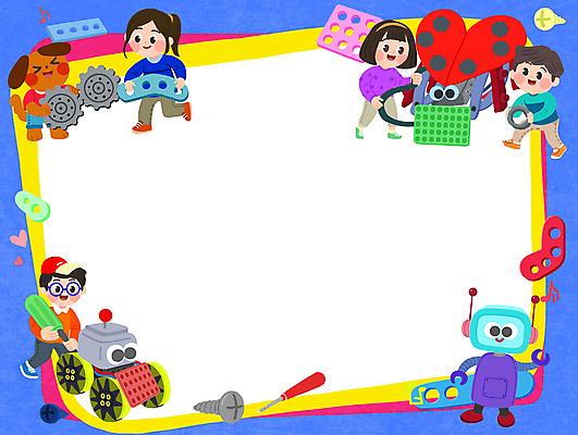 전신 PSD 여자 남자 어린이 일러스트 수업 프레임 들기 소녀 소년 여러명 파란색 나사 드라이버 부속품 강아지 톱니바퀴 만들기 로봇산업 조립 어린이만 카피스페이스 방과후 국내일러스트 교육 산업 컬러 다수 모션 사람 반려동물 공백 공구 개 로봇 오브젝트 파일형식