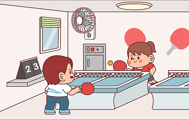 전신 여자 남자 어린이 일러스트 창문 들기 소녀 소년 두명 운동 경쟁 탁구채 선풍기 탁구 탁구공 점수 탁구선수 탁구대 소화전 탁구장 어린이만 국내일러스트 AI파일 컨셉 공 스포츠시설 모션 운동선수 건강 사람 구기 가전제품 라켓 탁구용품 안전장비 파일형식 벡터