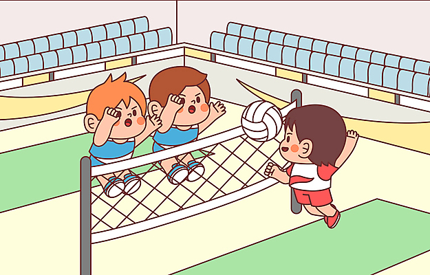 전신 남자 어린이 일러스트 경기 소년 세명 운동 손들기 점프 경쟁 배구 배구선수 배구공 스파이크 배구장 블로킹 소년만 국내일러스트 AI파일 스포츠용품 스포츠 컨셉 공 모션 운동선수 건강 사람 구기 남자만 어린이만 파일형식 벡터