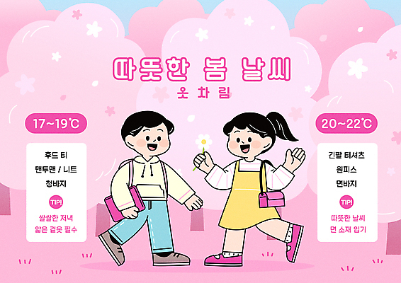 전신 캐릭터 원피스 여자 남자 꽃 분홍색 일러스트 팔벌리기 따뜻함 서기 성인 두명 봄 벚꽃 청바지 벚나무 후드티셔츠 기온 봄옷 성인만 국내일러스트 일러캐릭터 AI파일 나무 식물 옷 계절 컬러 티셔츠 바지 모션 날씨 사람 파일형식 벡터