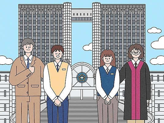 구름 학생 여자 남자 교복 일러스트 청소년 미소 정장 여러명 성인 판사복 법률가 판사 따봉 손모으기 법원 공손 어깨에손 국내일러스트 AI파일 자연요소 직업 옷 다수 모션 표정 사람 손짓 최고 가운 파일형식 벡터