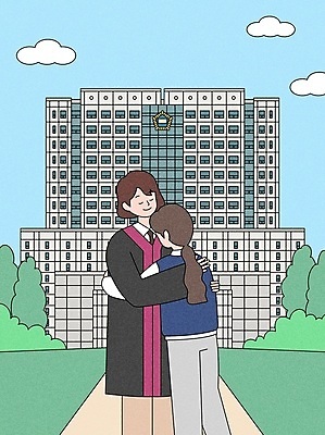 나무 구름 학생 여자 교복 일러스트 안기 포옹 청소년 상반신 성인 두명 눈감음 판사복 법률가 판사 법원 여자만 국내일러스트 AI파일 자연요소 식물 직업 옷 모션 사람 가운 파일형식 벡터