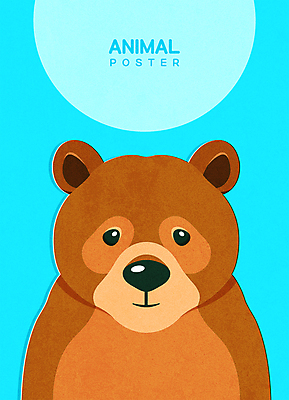 동물 한마리 포스터 하늘색 일러스트 곰 사람없음 귀여움 초상화 국내일러스트 AI파일 1 컨셉 포유류 파란색 그림 파일형식 벡터