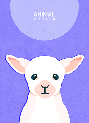동물 한마리 포스터 일러스트 사람없음 귀여움 보라색 양 초상화 국내일러스트 AI파일 1 컬러 컨셉 포유류 그림 파일형식 벡터