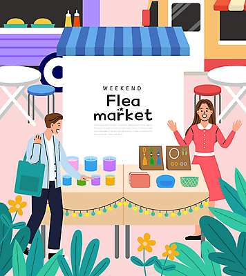 전신 여자 남자 꽃 잎 의자 가방 일러스트 장신구 초 탁자 성인 두명 손들기 상점 만지기 상인 고객 천막 장사 가판대 파우치 푸드트럭 성인만 플리마켓 국내일러스트 AI파일 식물 잡화 가구 모션 사람 트럭 시장 상업 파일형식 벡터