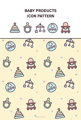 백그라운드 패턴 일러스트 사람없음 장난감 노란색 아기용품 노리개젖꼭지 모빌 턱받이 보행기 국내일러스트 AI파일 컬러 무늬 오브젝트 파일형식 벡터
