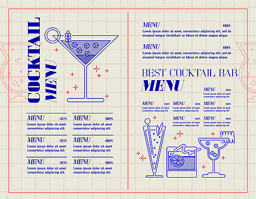 선 일러스트 빨대 사람없음 파란색 반짝임 다양 칵테일 레몬 메뉴 칵테일잔 격자 메뉴판 베이지색 국내일러스트 AI파일 컬러 다수 무늬 술잔 과일 모션 주류 파일형식 벡터