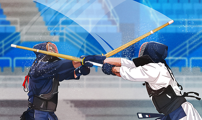 PSD 남자 일러스트 운동선수 들기 경기 상반신 성인 두명 라이벌 싸움 검도 검도복 검도선수 검도경기 때리기 목검 성인남자만 휘두르기 국내일러스트 무기 스포츠 모션 도복 사람 격투기 검 남자만 성인만 파일형식