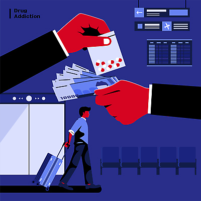 전신 손 남자 지폐 의자 일러스트 한명 들기 성인 신체부위 빨간색 파란색 알약 걷기 캐리어 거래 범죄 공항 사회이슈 뒷거래 마약 마약중독 성인남자한명만 국내일러스트 AI파일 1 컬러 가구 컨셉 돈 교통시설 모션 사람 약 여행가방 중독 남자한명만 성인남자만 파일형식 벡터