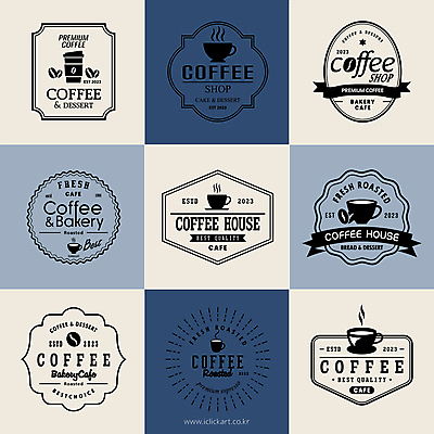 리본 커피 선 일러스트 사람없음 파란색 세트 라벨 카페 원두 커피잔 라인아트 육각형 타원형 베이지색 테이크아웃컵 썬버스트 국내일러스트 AI파일 도형 디자인 음료 컬러 잔 프레임 컵 상점 원형 파일형식 벡터