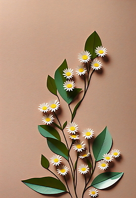 JPG 스튜디오촬영 편집이미지 꽃 종이 잎 사람없음 흰색 페이퍼아트 베이지색 편집실사 AI포토 AI콘텐츠 식물 컬러 실내 CG 파일형식