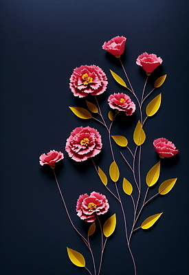 JPG 스튜디오촬영 편집이미지 꽃 종이 분홍색 잎 사람없음 페이퍼아트 남색 편집실사 AI포토 AI콘텐츠 식물 컬러 실내 CG 파일형식