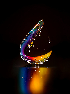 JPG 편집이미지 순간포착 사람없음 컬러풀 반사 물방울 액체 디지털합성 튀는물 편집실사 AI컴퓨터그래픽 AI콘텐츠 컬러 촬영기법 CG 액체표현 스플래쉬 파일형식