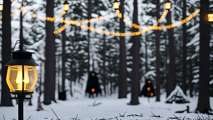 JPG 주간 나무 편집이미지 겨울 사람없음 야외 아웃포커스 빛 눈 랜턴 숲속 숲 보케 편집실사 AI포토 AI콘텐츠 자연요소 식물 계절 날씨 조명 촬영기법 CG 파일형식