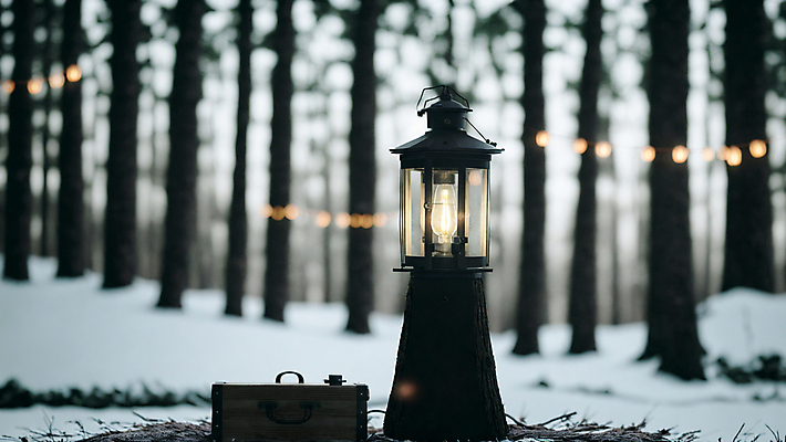 JPG 주간 나무 편집이미지 겨울 사람없음 야외 아웃포커스 빛 상자 눈 랜턴 숲속 숲 편집실사 AI포토 AI콘텐츠 자연요소 식물 계절 날씨 조명 촬영기법 CG 파일형식