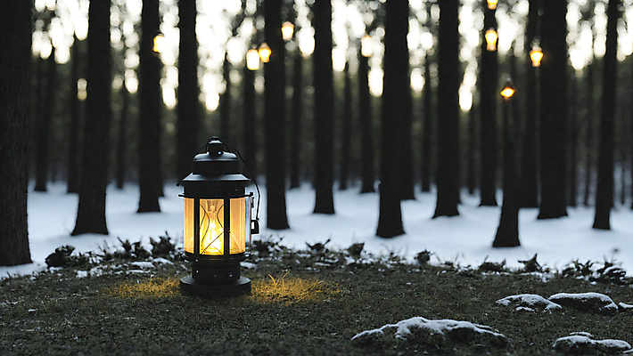 JPG 나무 편집이미지 겨울 사람없음 야외 아웃포커스 빛 눈 랜턴 야간 숲속 숲 땅바닥 편집실사 AI포토 AI콘텐츠 자연요소 식물 계절 날씨 조명 바닥 촬영기법 CG 파일형식