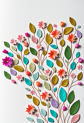 JPG 스튜디오촬영 편집이미지 꽃 종이 잎 사람없음 컬러풀 페이퍼아트 조화 편집실사 AI포토 AI콘텐츠 식물 컬러 실내 CG 파일형식