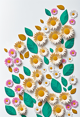 JPG 스튜디오촬영 편집이미지 꽃 종이 잎 사람없음 페이퍼아트 조화 편집실사 AI포토 AI콘텐츠 식물 실내 CG 파일형식