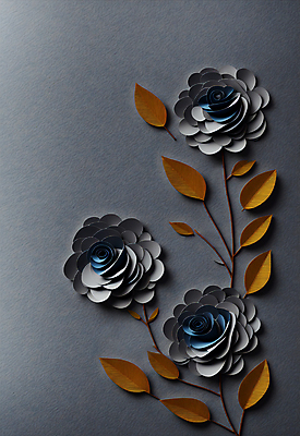 JPG 스튜디오촬영 편집이미지 꽃 종이 잎 사람없음 장미 회색 페이퍼아트 조화 편집실사 AI포토 AI콘텐츠 식물 컬러 실내 CG 파일형식