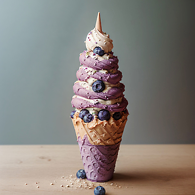 JPG 스튜디오촬영 편집이미지 사람없음 달콤 블루베리 아이스크림콘 콘아이스크림 소프트아이스크림 스프링클 편집실사 AI포토 AI콘텐츠 과일 아이스크림 실내 장식 맛 CG 콘 파일형식