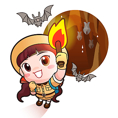 전신 여자 어린이 인물캐릭터 여러마리 일러스트 한명 서기 소녀 올려보기 탐험 동굴 박쥐 탐험대 횃불 소녀한명만 들어올리기 월간캐릭터 일러캐릭터 AI파일 캐릭터 1 다수 포유류 모션 사람 도구 여자한명만 소녀만 파일형식 벡터