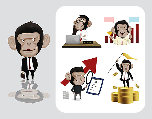 화살표 허리손 말풍선 서류가방 여러마리 일러스트 CEO 돋보기 그래프 윙크 서기 들기 앉기 정장 손짓 사람없음 노트북 팔짱 원숭이 깃발 직장인 사장 책상 문서 주머니손 상승 동전탑 월간캐릭터 일러캐릭터 AI파일 직업 캐릭터 옷 포즈 가구 다수 컨셉 가방 비즈니스 포유류 모션 표정 전자제품 쌓기 동전 파일형식 벡터
