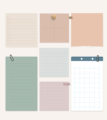 일러스트 사람없음 세트 줄무늬 다양 메모지 압정 포스트잇 심플 격자 찢어짐 메모꽂이 체크리스트 국내일러스트 AI파일 다수 무늬 모션 문구용품 사무용품 파일형식 벡터